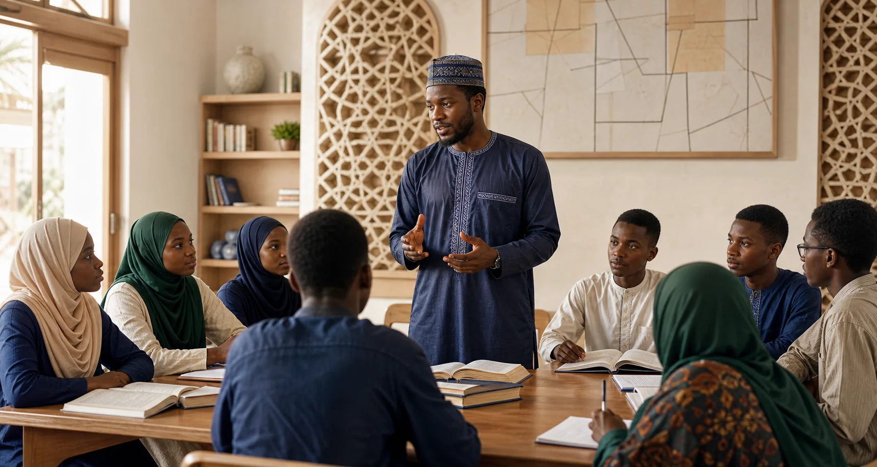 Representative Soninke teacher and students in a high-achieving Franco-Arab classroom