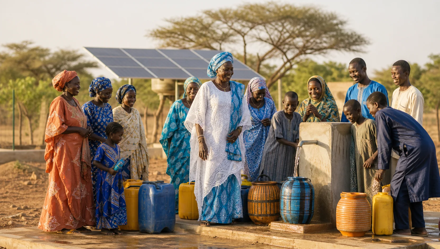 Representative Soninke community at a solar-powered clean-water borehole